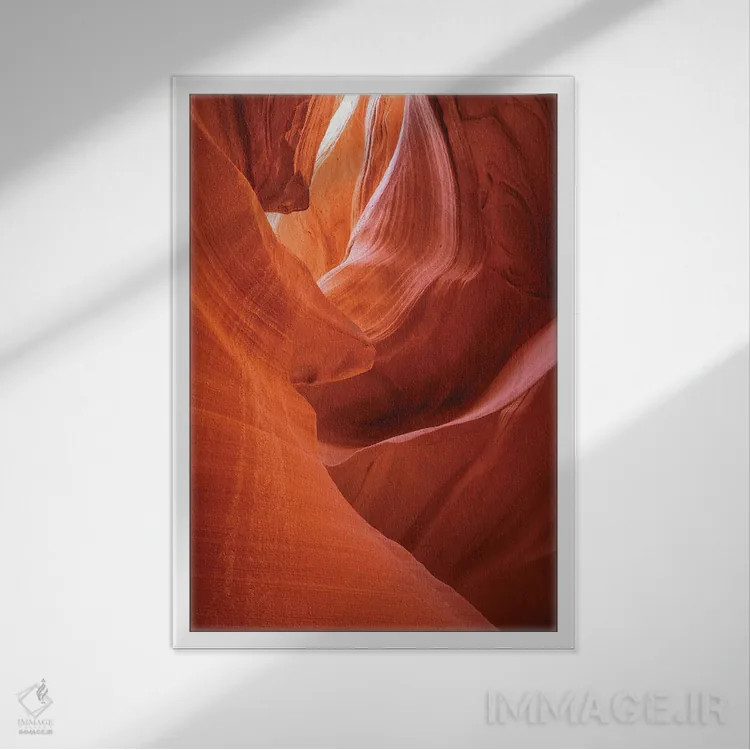 تابلو دکوراتیو Lower Antelope Canyon, Navajo Indian Reservation, Arizona, US… اثر راس بیشاپ - نمای قابدار سفید