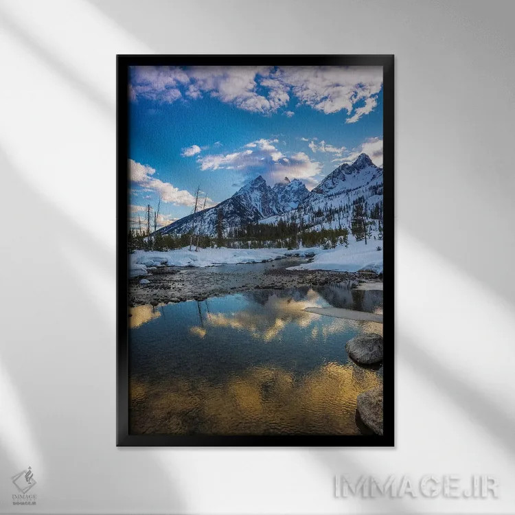 تابلو دکوراتیو Grand Teton National Park, Wyoming, USA,طوفان بر فراز تتون از… اثر راس بیشاپ - نمای قابدار مشکی