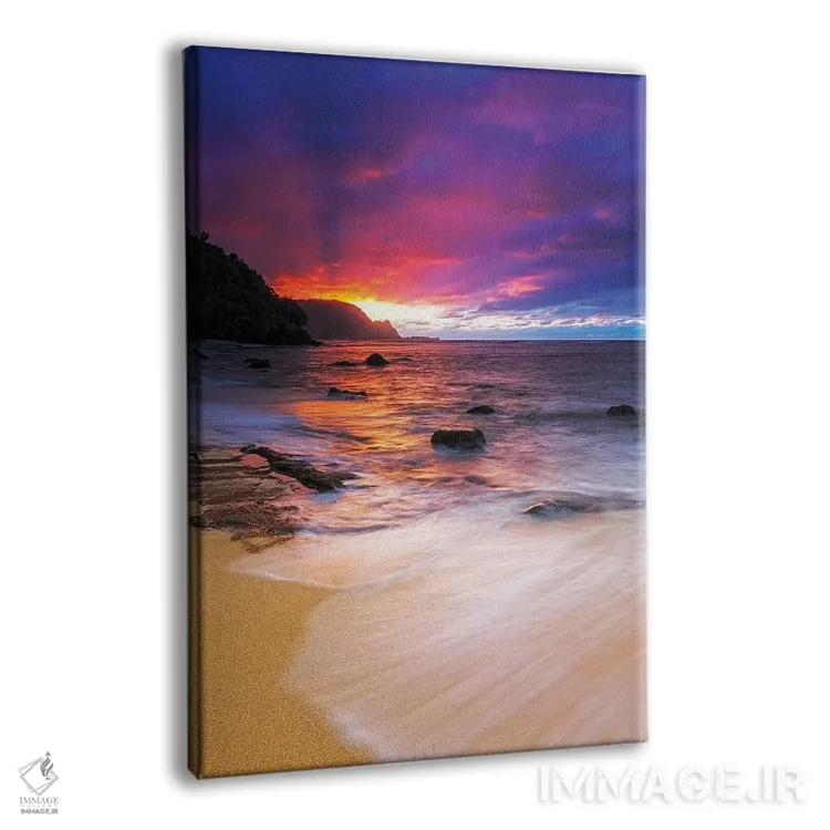 تابلو دکوراتیو Princeville, Kauai, Hawaii, USA,غروب بر فراز ساحل نا پالی از… اثر راس بیشاپ - نمای پرسپکتیو محصول