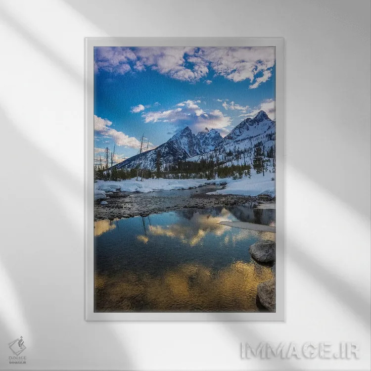 تابلو دکوراتیو Grand Teton National Park, Wyoming, USA,طوفان بر فراز تتون از… اثر راس بیشاپ - نمای قابدار سفید