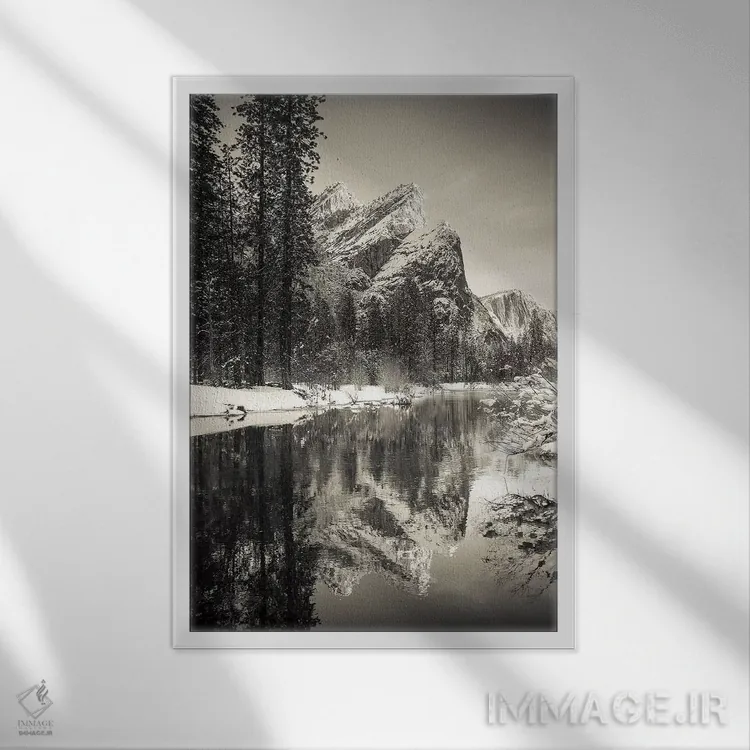 تابلو دکوراتیو Yosemite National Park, California, USA I,سه برادر بر فراز رو… اثر راس بیشاپ - نمای قابدار سفید