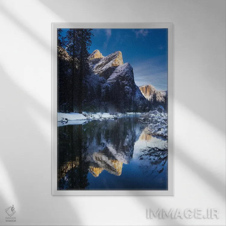 تابلو دکوراتیو Yosemite National Park, California, USA II,سه برادر بر فراز ر… اثر راس بیشاپ - نمای قابدار سفید