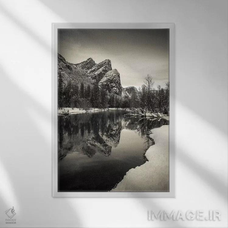 تابلو دکوراتیو Yosemite National Park, California, USA IV,سه برادر بر فراز ر… اثر راس بیشاپ - نمای قابدار سفید