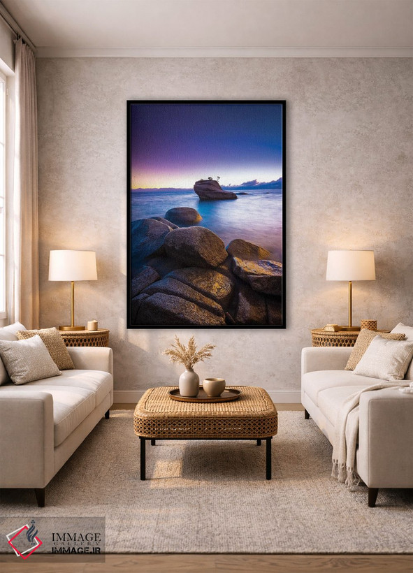 تابلو دکوراتیو Lake Tahoe, Nevada, USA,صخره بونسای در غروب، دریاچه تاهو، نوا… اثر راس بیشاپ - D1B