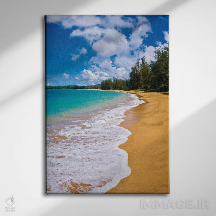 تابلو دکوراتیو Island of Kauai, Hawaii, USA,ساحل خالی و آب های آبی اقیانوس آ… اثر راس بیشاپ - نمای روبهرو روی دیوار