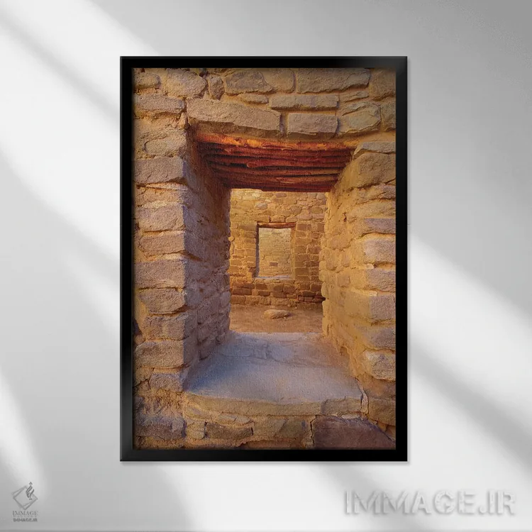 تابلو دکوراتیو Aztec Ruins National Monument, New Mexico, USA,درگاه های داخل… اثر راس بیشاپ - نمای قابدار مشکی