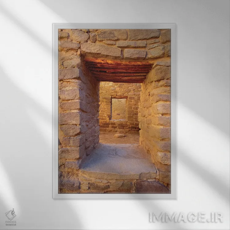 تابلو دکوراتیو Aztec Ruins National Monument, New Mexico, USA,درگاه های داخل… اثر راس بیشاپ - نمای قابدار سفید