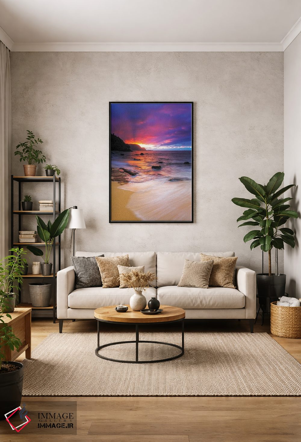 تابلو دکوراتیو Princeville, Kauai, Hawaii, USA,غروب بر فراز ساحل نا پالی از… اثر راس بیشاپ - D2B