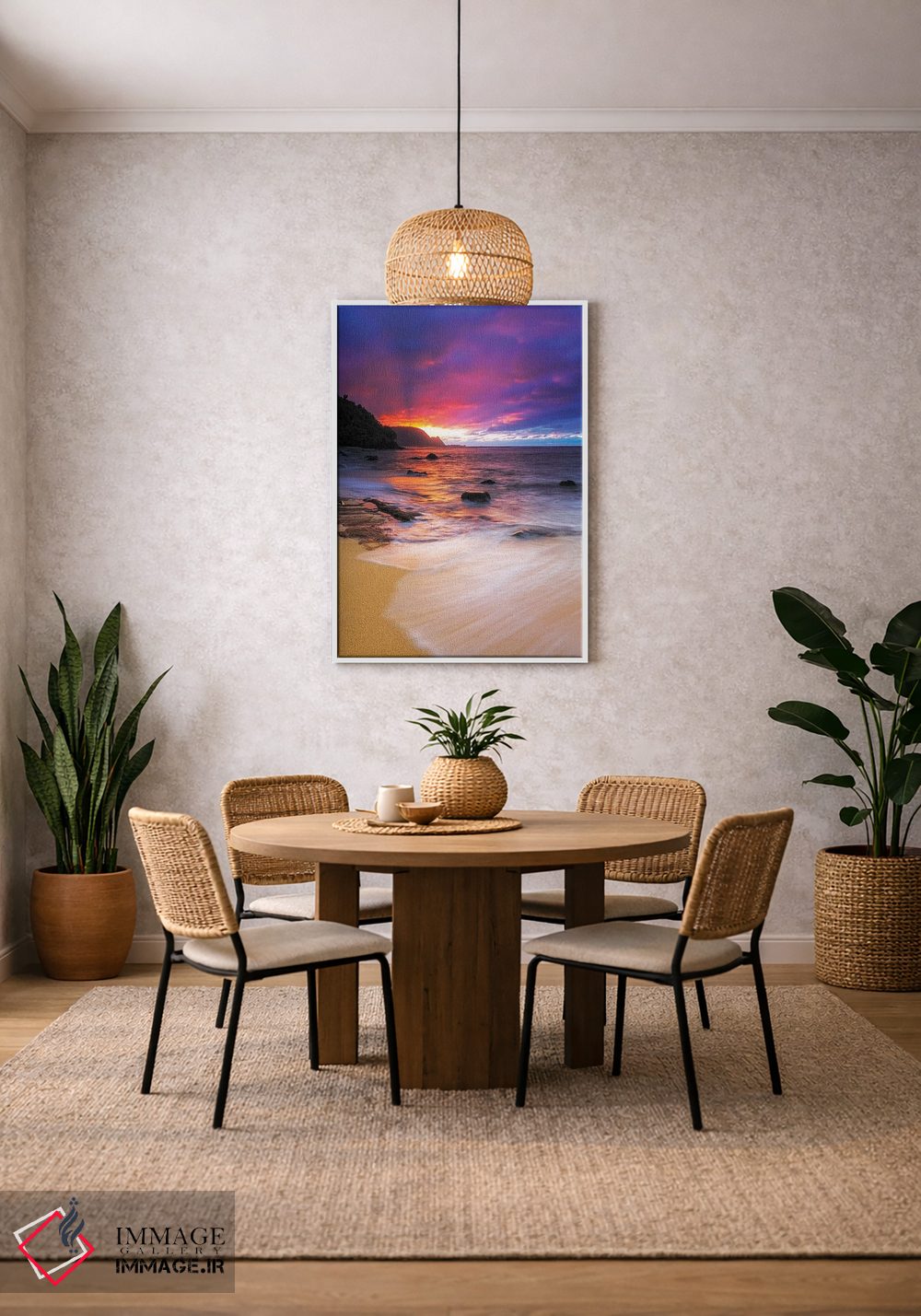 تابلو دکوراتیو Princeville, Kauai, Hawaii, USA,غروب بر فراز ساحل نا پالی از… اثر راس بیشاپ - D3W