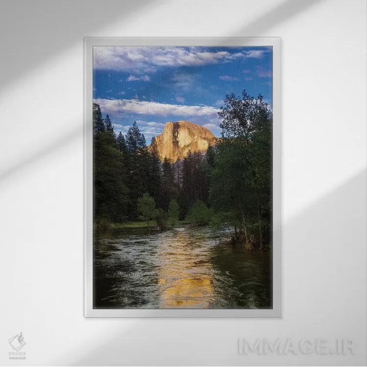 تابلو دکوراتیو Yosemite National Park, California, USA,نور شامگاهی بر هاف دو… اثر راس بیشاپ - نمای قابدار سفید