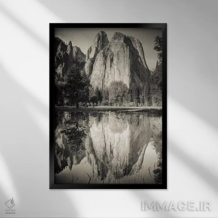 تابلو دکوراتیو Yosemite National Park, California,صخره های کلیسایی منعکس شده… اثر راس بیشاپ - نمای قابدار مشکی