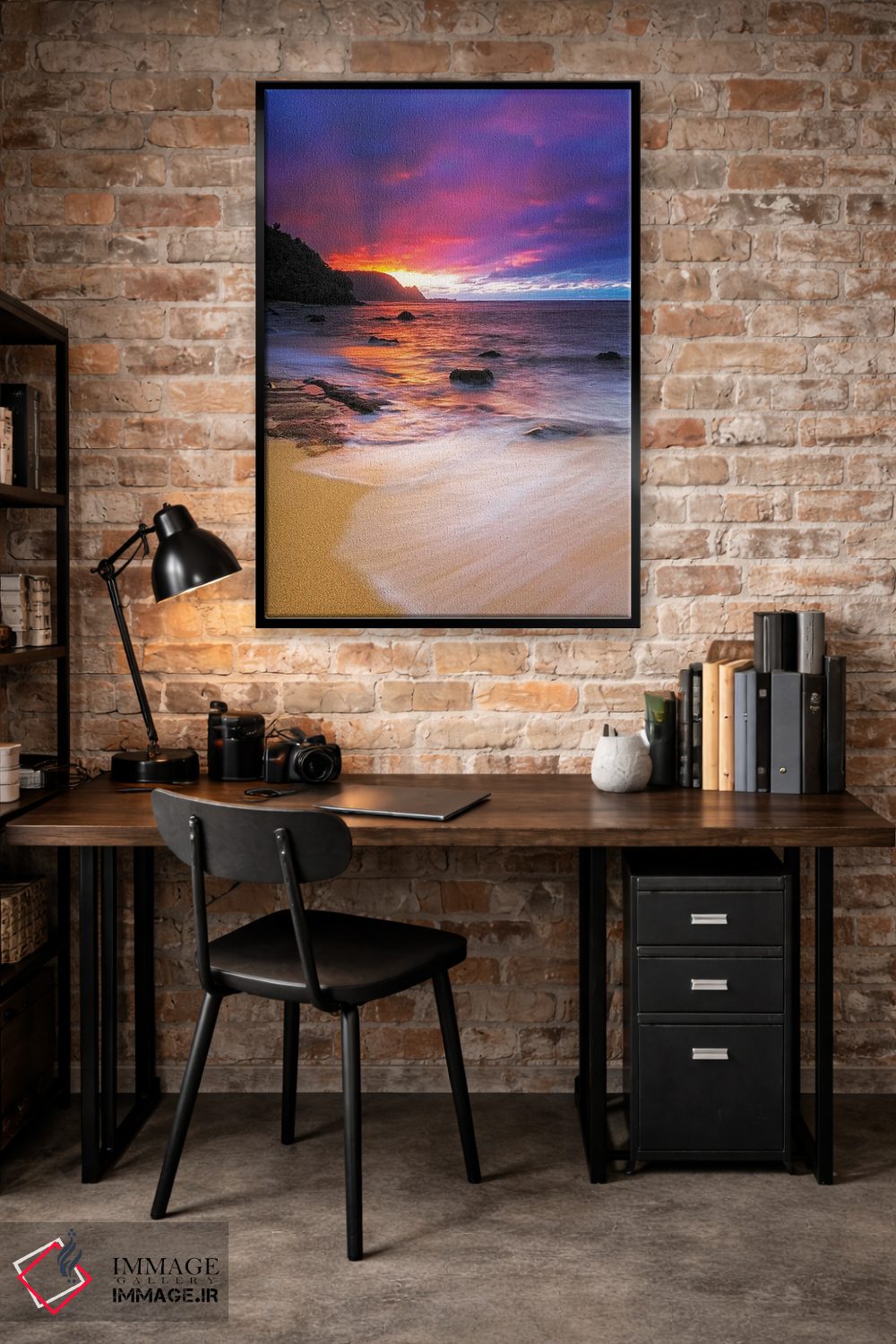 تابلو دکوراتیو Princeville, Kauai, Hawaii, USA,غروب بر فراز ساحل نا پالی از… اثر راس بیشاپ - D5B