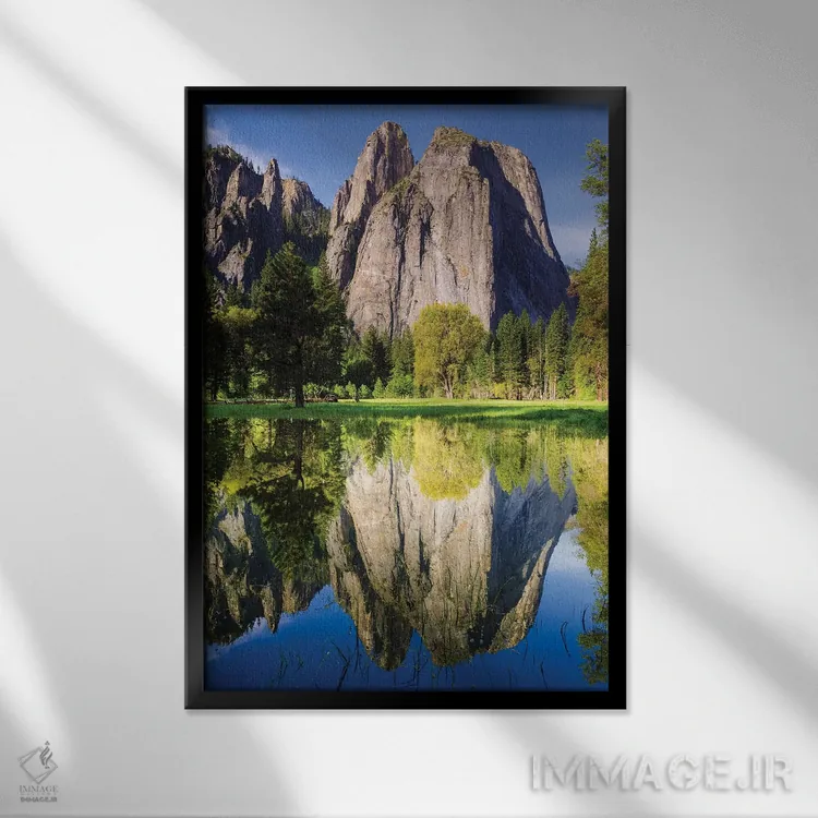 تابلو دکوراتیو Yosemite National Park, California, USA,صخره های کلیسایی منعک… اثر راس بیشاپ - نمای قابدار مشکی