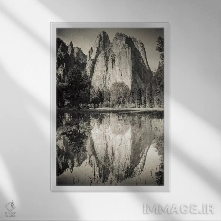 تابلو دکوراتیو Yosemite National Park, California,صخره های کلیسایی منعکس شده… اثر راس بیشاپ - نمای قابدار سفید