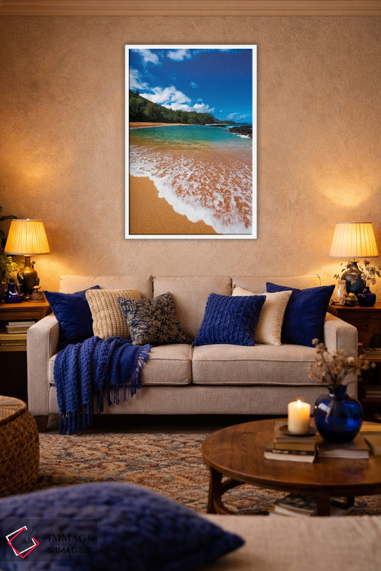 تابلو دکوراتیو Island of Kauai, Hawaii, USA,شن و موج در ساحل لوماهائی، جزیره… اثر راس بیشاپ - D4W