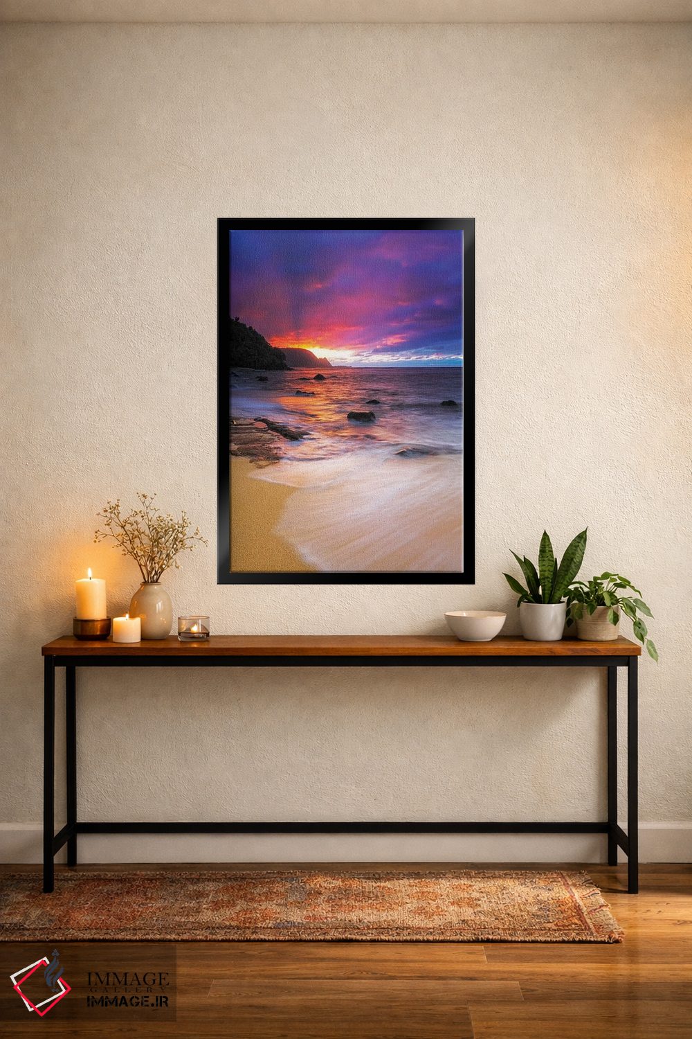 تابلو دکوراتیو Princeville, Kauai, Hawaii, USA,غروب بر فراز ساحل نا پالی از… اثر راس بیشاپ - D6B