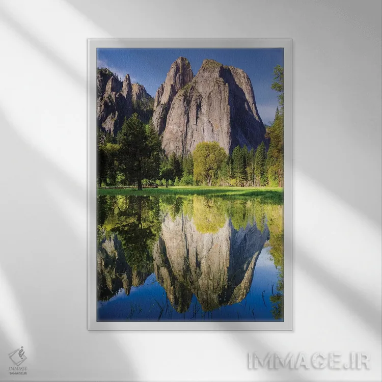 تابلو دکوراتیو Yosemite National Park, California, USA,صخره های کلیسایی منعک… اثر راس بیشاپ - نمای قابدار سفید