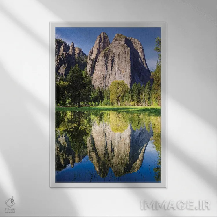 تابلو دکوراتیو Yosemite National Park, California, USA,صخره های کلیسایی منعک… اثر راس بیشاپ - نمای قابدار سفید