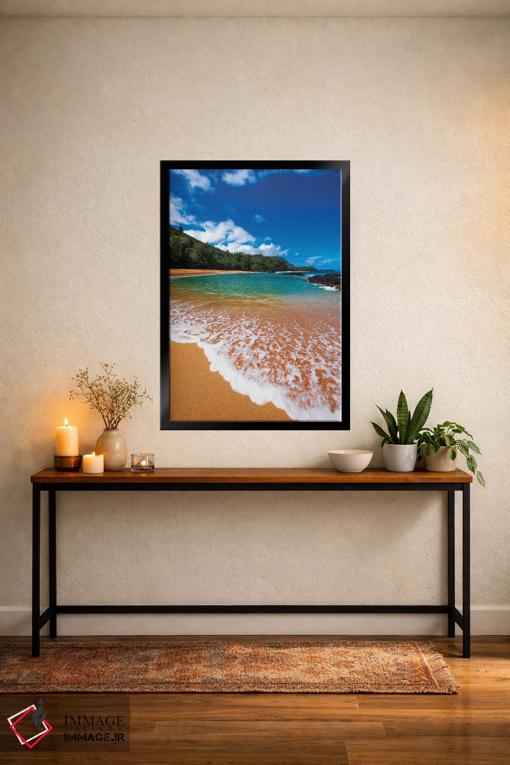 تابلو دکوراتیو Island of Kauai, Hawaii, USA,شن و موج در ساحل لوماهائی، جزیره… اثر راس بیشاپ - D6B