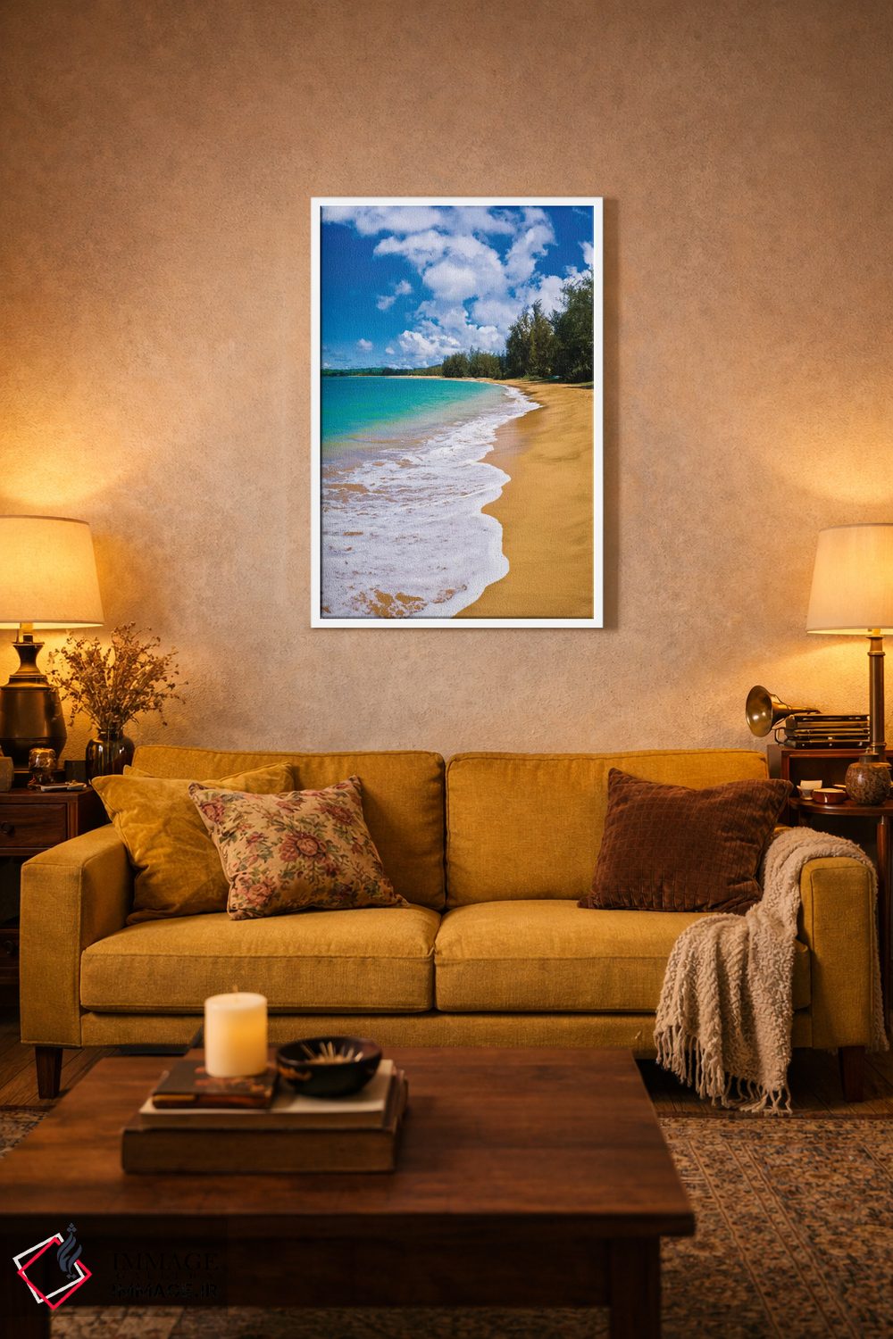 تابلو دکوراتیو Island of Kauai, Hawaii, USA,ساحل خالی و آب های آبی اقیانوس آ… اثر راس بیشاپ - D1W