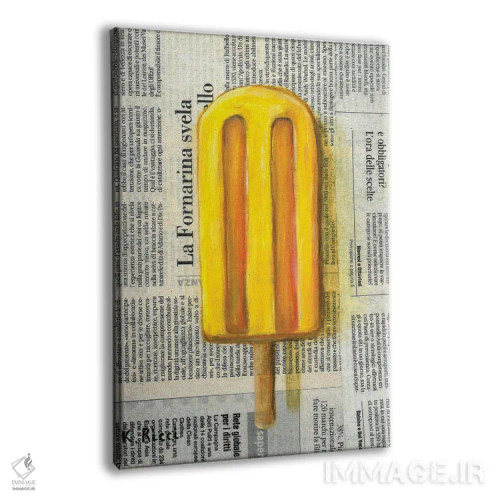 تابلو دکوراتیو بستنی یخی روی روزنامه اثر کاتیا ریچی - نمای پرسپکتیو محصول