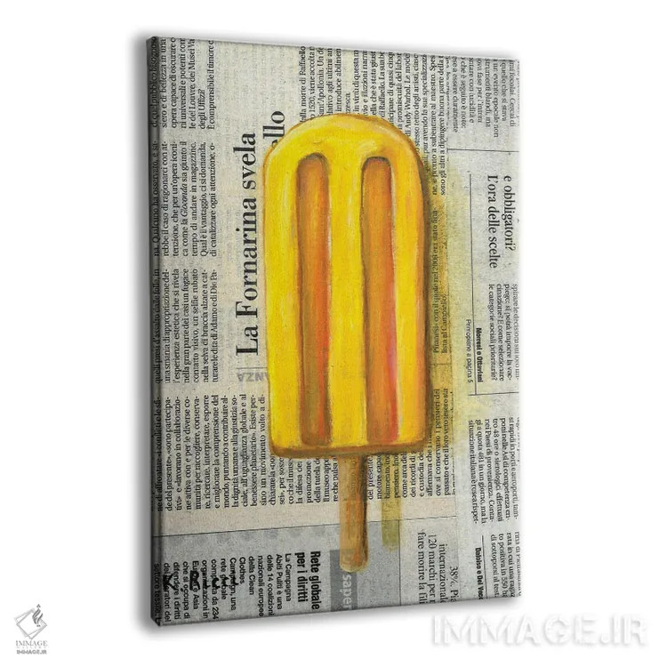 تابلو دکوراتیو بستنی یخی روی روزنامه اثر کاتیا ریچی - نمای پرسپکتیو محصول