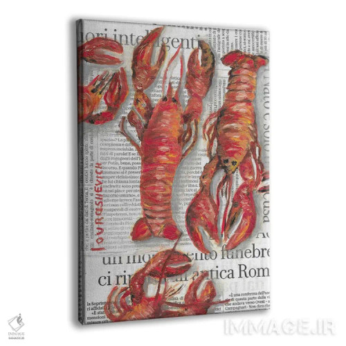 تابلو دکوراتیو خرچنگ دریایی روی روزنامه اثر کاتیا ریچی - نمای پرسپکتیو محصول