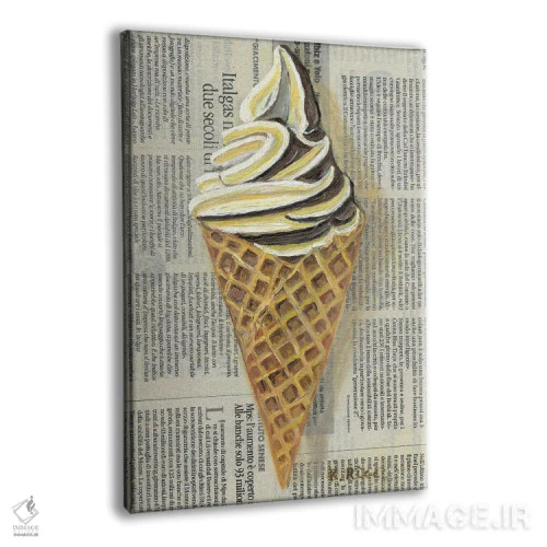 تابلو دکوراتیو بستنی روی روزنامه اثر کاتیا ریچی - نمای پرسپکتیو محصول
