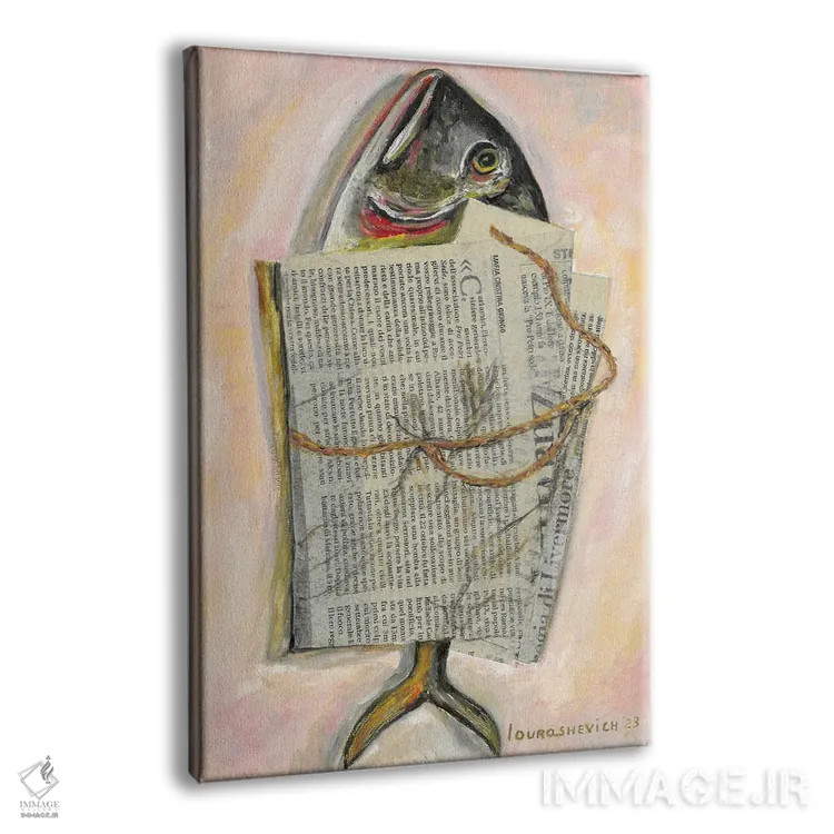 تابلو دکوراتیو ماهی پیچیده شده در روزنامه اثر کاتیا ریچی - نمای پرسپکتیو محصول