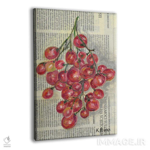 تابلو دکوراتیو انگور قرمز روی روزنامه اثر کاتیا ریچی - نمای پرسپکتیو محصول