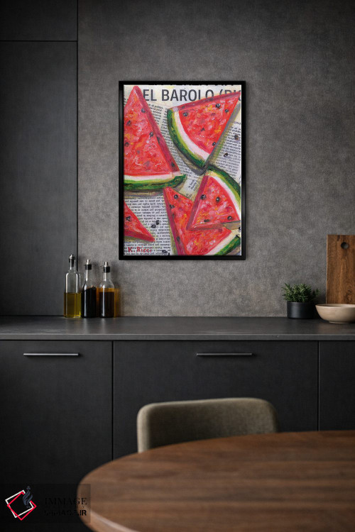 تابلو دکوراتیو برش های هندوانه روی روزنامه اثر کاتیا ریچی - D1B