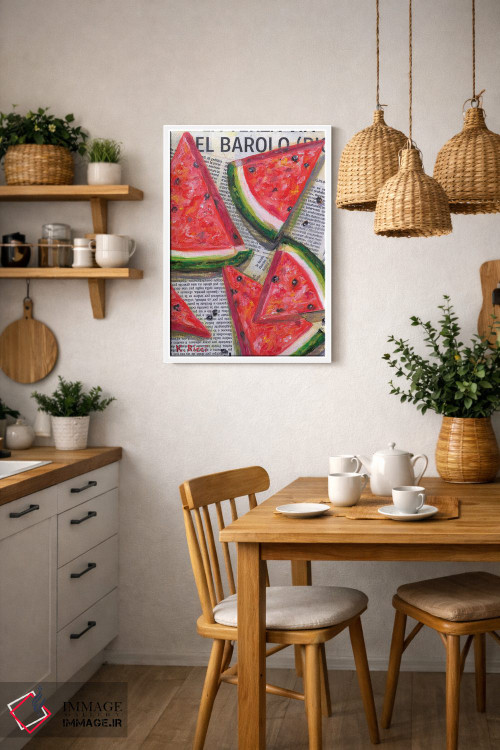 تابلو دکوراتیو برش های هندوانه روی روزنامه اثر کاتیا ریچی - D2W