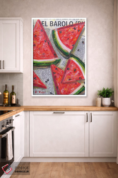 تابلو دکوراتیو برش های هندوانه روی روزنامه اثر کاتیا ریچی - D3W