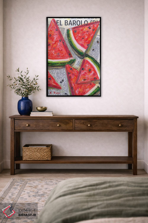 تابلو دکوراتیو برش های هندوانه روی روزنامه اثر کاتیا ریچی - D4B