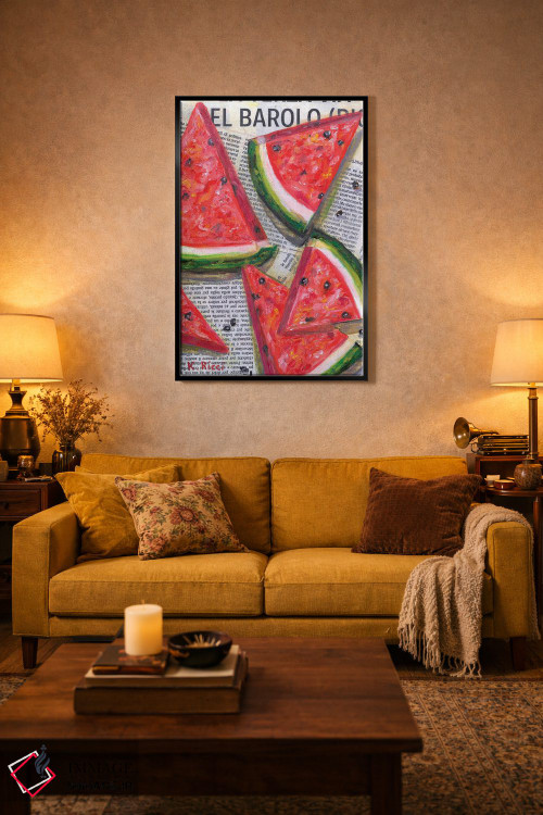 تابلو دکوراتیو برش های هندوانه روی روزنامه اثر کاتیا ریچی - D5B