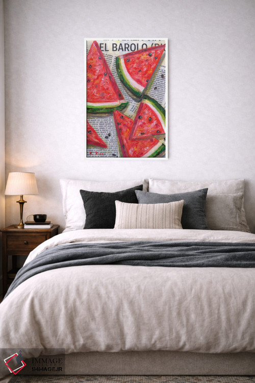 تابلو دکوراتیو برش های هندوانه روی روزنامه اثر کاتیا ریچی - D6W