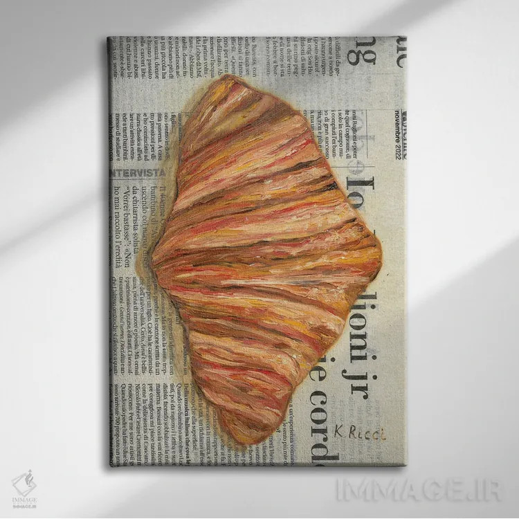 تابلو دکوراتیو کرواسان روی روزنامه اثر کاتیا ریچی - نمای روبهرو روی دیوار
