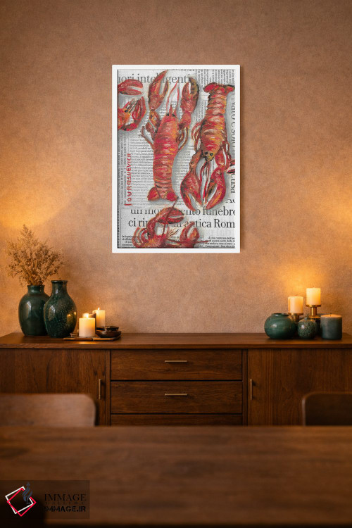 تابلو دکوراتیو خرچنگ دریایی روی روزنامه اثر کاتیا ریچی - D1W