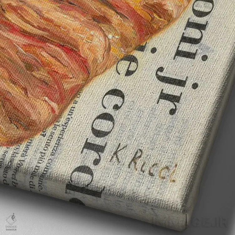 تابلو دکوراتیو کرواسان روی روزنامه اثر کاتیا ریچی - نمای نزدیک بافت بوم