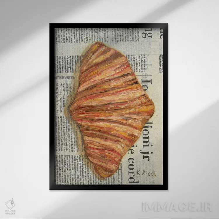 تابلو دکوراتیو کرواسان روی روزنامه اثر کاتیا ریچی - نمای قابدار مشکی