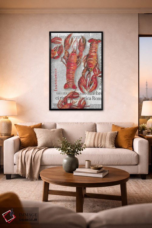 تابلو دکوراتیو خرچنگ دریایی روی روزنامه اثر کاتیا ریچی - D2B