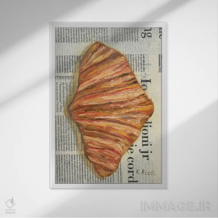 تابلو دکوراتیو کرواسان روی روزنامه اثر کاتیا ریچی - نمای قابدار سفید