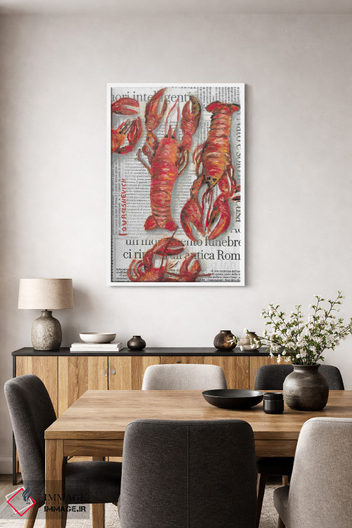 تابلو دکوراتیو خرچنگ دریایی روی روزنامه اثر کاتیا ریچی - D3W