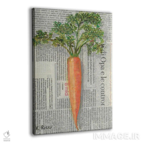 تابلو دکوراتیو هویج روی روزنامه اثر کاتیا ریچی - نمای پرسپکتیو محصول