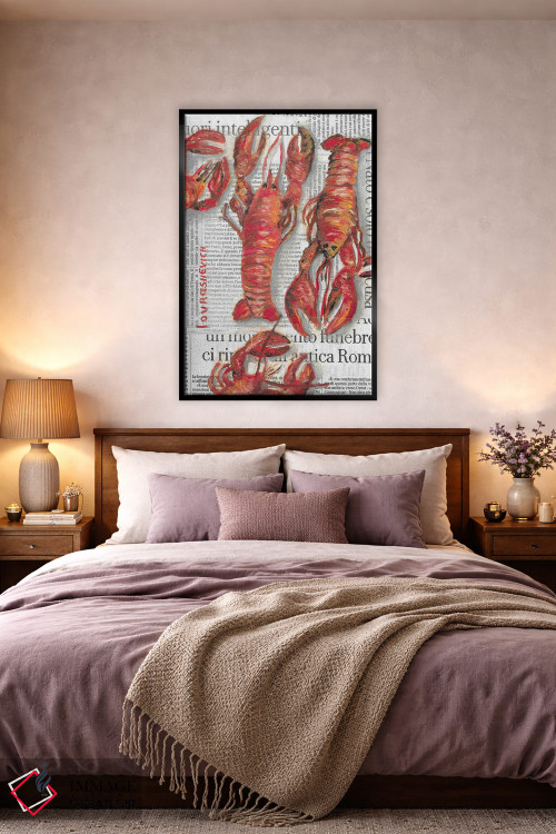 تابلو دکوراتیو خرچنگ دریایی روی روزنامه اثر کاتیا ریچی - D4B