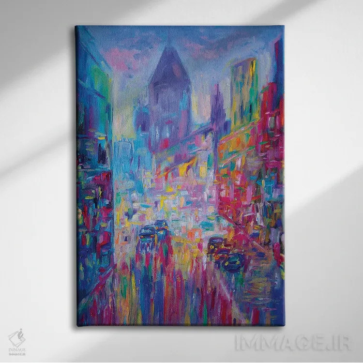 تابلو دکوراتیو چراغ های شهر اثر کاتیا ریچی - نمای روبهرو روی دیوار