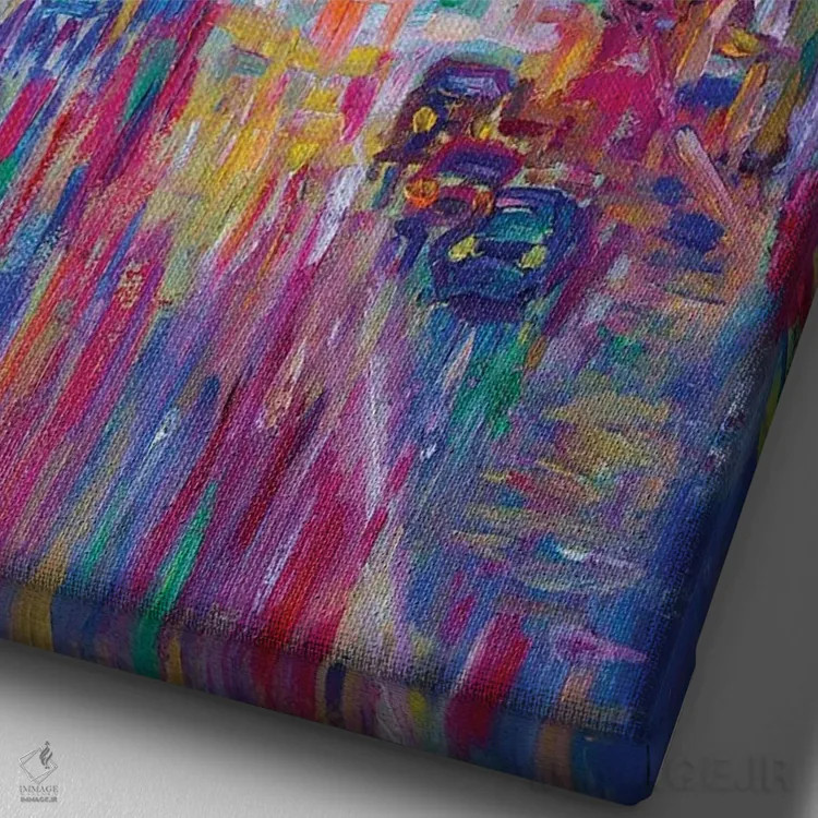 تابلو دکوراتیو چراغ های شهر اثر کاتیا ریچی - نمای نزدیک بافت بوم