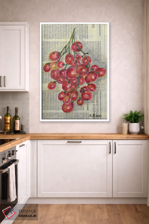 تابلو دکوراتیو انگور قرمز روی روزنامه اثر کاتیا ریچی - D4W