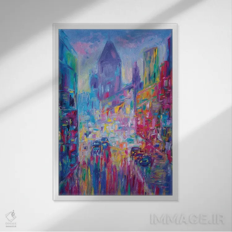 تابلو دکوراتیو چراغ های شهر اثر کاتیا ریچی - نمای قابدار سفید