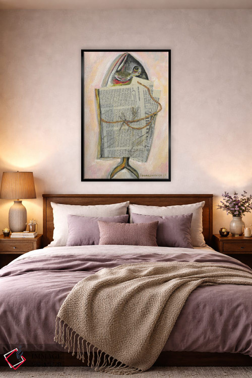 تابلو دکوراتیو ماهی پیچیده شده در روزنامه اثر کاتیا ریچی - D4B